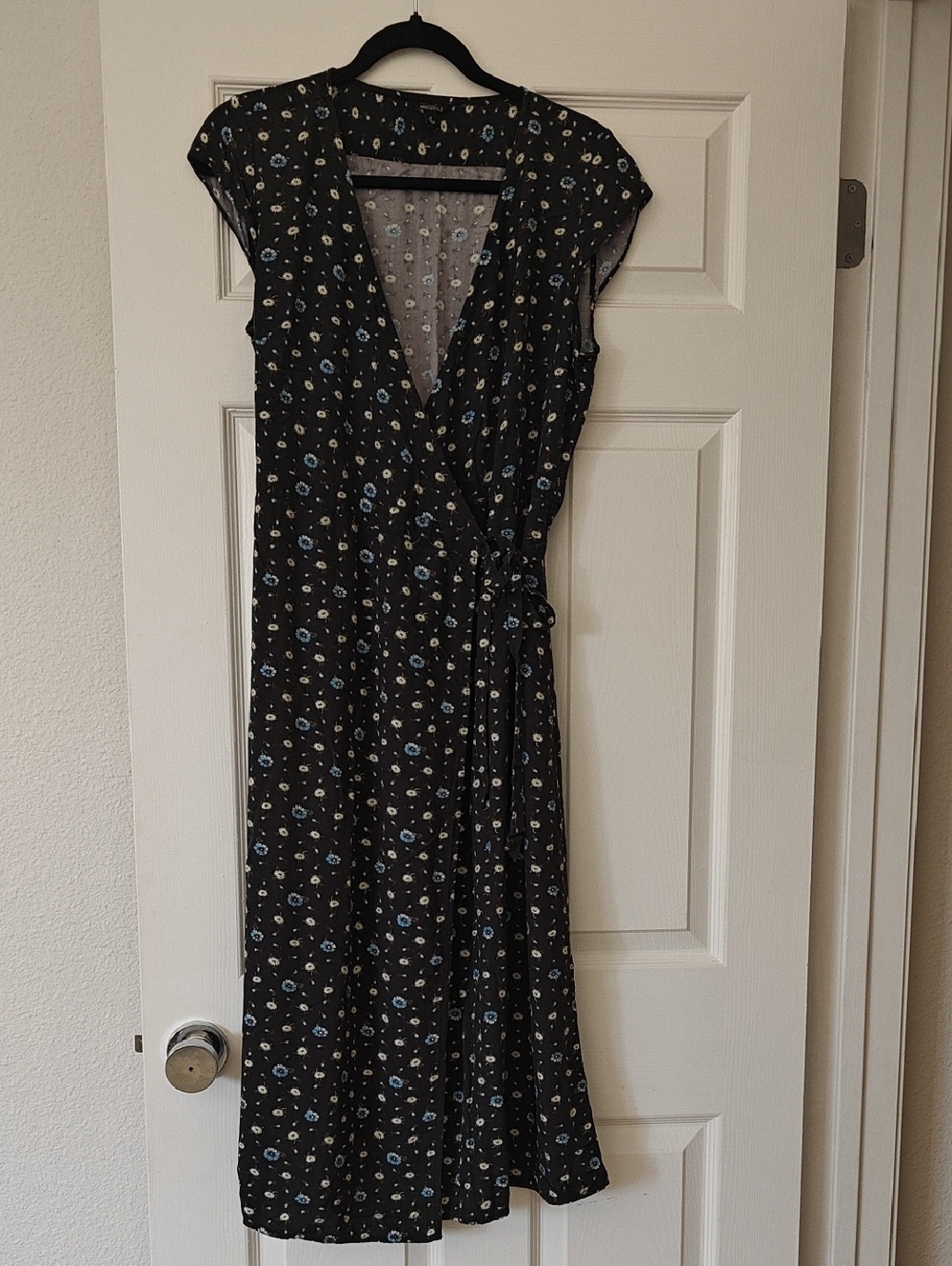 J. Crew Mercantile Black Floral Wrap Dress